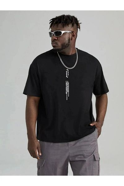 Machetta Plus Size Vertical Every printed Oversize Crew Neck T-shirt