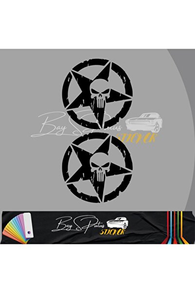 Bay S PLUS 2 Adet Army Star Kuru Kafa Askeri Yıldız Off Road Sticker 10 Cm
