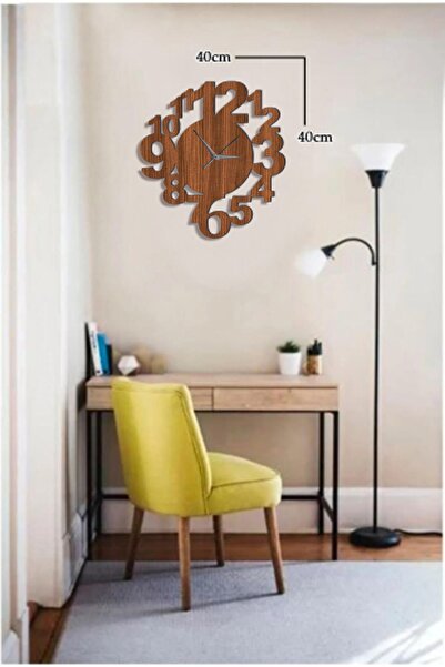 Ensa Design Ceas de perete decorativ din lemn cu cifre mari 40x40cm