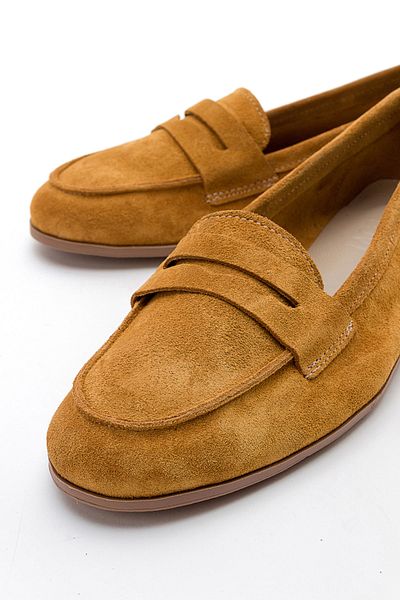 LuviShoes F02 Damen-Ballerinas aus senffarbenem Wildleder