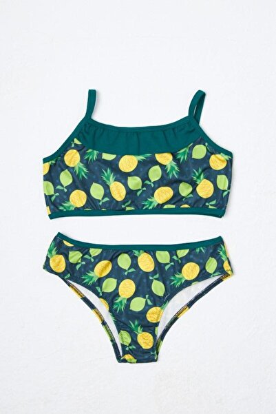 Hmm tekstil Дівчачий бікіні з тоненькими бретельками та візерунком зеленого л...