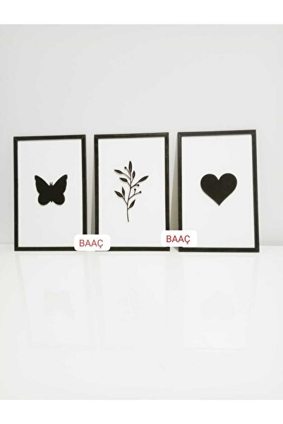 BAAÇ Tablou decorativ din lemn, 3 piese
