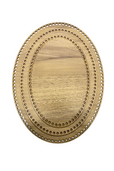 aladepo Σετ Ξύλινο Καλάθι και Βάση Δίσκου Ellipse, Δρυς, 3 τεμ