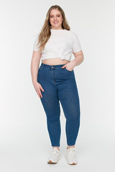 Lixera Plus Size Blue Lycra Jean Trousers