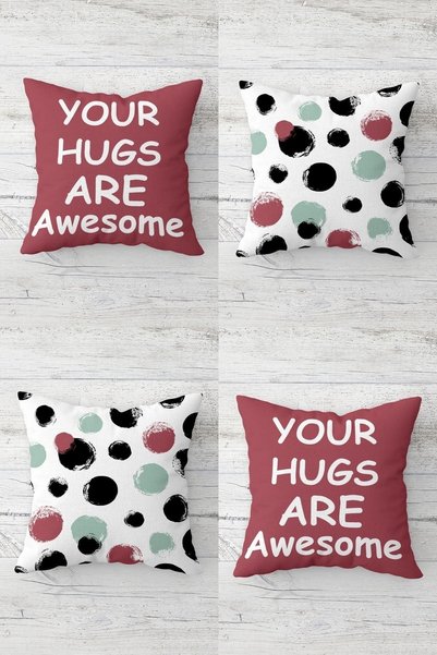 Latibule Your Hugs Are Awesome Lover Husă de pernă cu fermoar ascuns Set de h...
