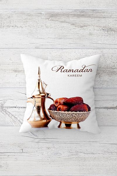 Latibule Ramadan Date Zamzam Themed Hidden Zippered Throw Pillow Cover Sofa Pillow Cover Set (4 Pieces)