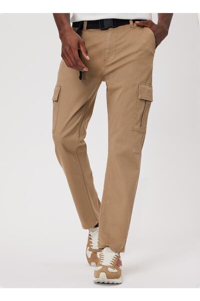 Lee Cooper Κανονική μέση Άνετο μπεζ ανδρικό παντελόνι Chino 232 Lcm221008 Fair 1 Beige