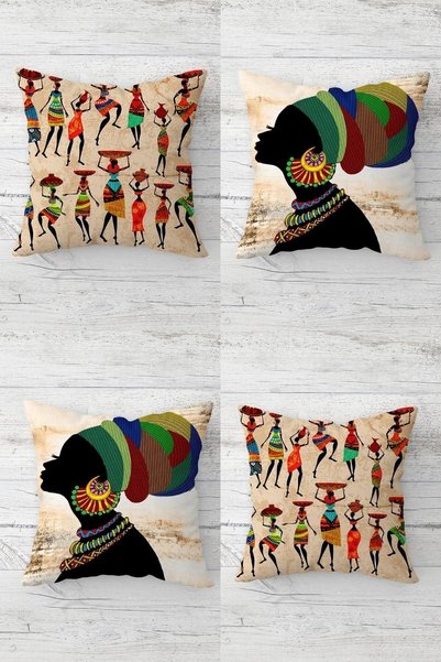 Latibule Femeie africană cu modele etnice boeme husă de pernă ascunsă cu ferm...