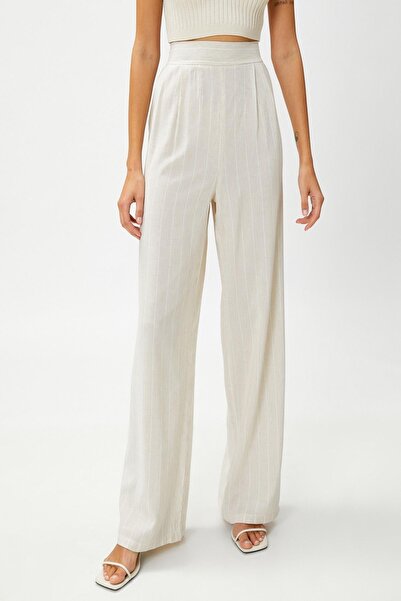 Koton Kadın Bej Çizgili Jeans