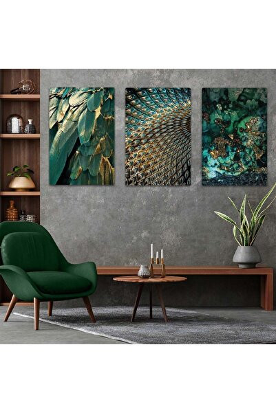 Zevahir Mobilya Dekorasyon Triple Mdf Green Colored Plants Table Set