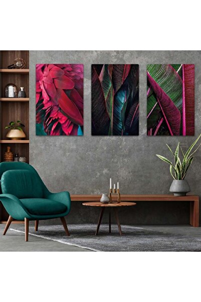 Zevahir Mobilya Dekorasyon Triple Mdf Red Plant Table Set