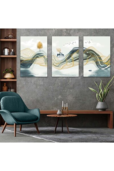 Zevahir Mobilya Dekorasyon Set de pictură de munte pentru desen triplu MDF