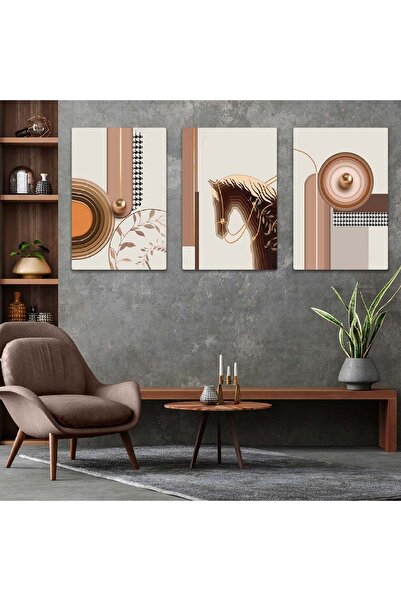 Zevahir Mobilya Dekorasyon Triple Mdf Minimalist Abstract Meat and Shapes Pat...