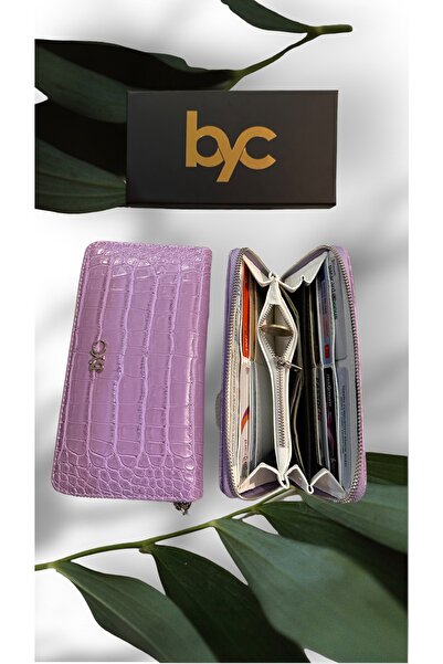 BYC BERYA Kadın Mor Timsah Derisi Desen Kartlık Ve Bozuk Para Bölmeli Fermuar...