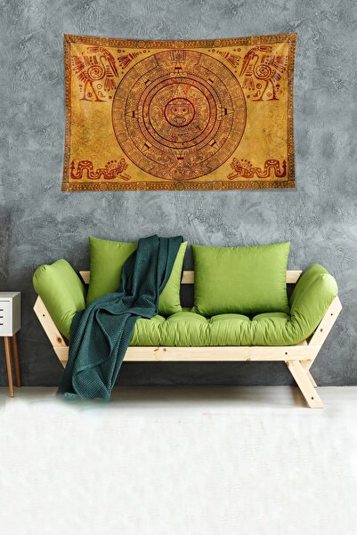 Latibule Antik Mısır Figürlü Leke Tutmaz Kadife Dokulu Kumaş Duvar Örtüsü Duvar Halısı Tapestry