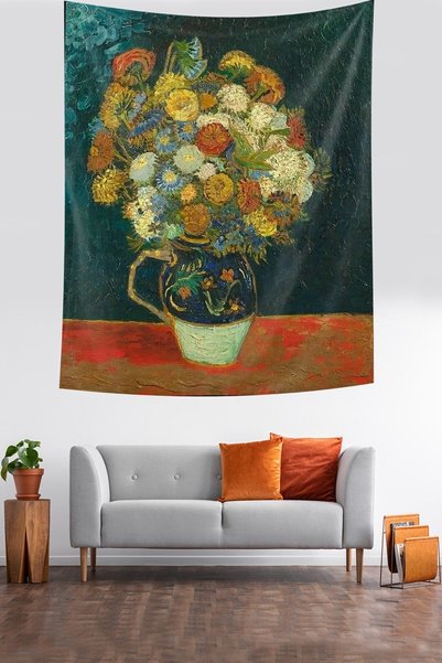 Latibule Van Gogh Garoafe într-o vază Tapiserie de perete din țesătură rezist...
