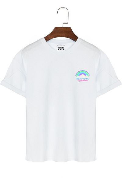 GHASSY CO. Unisex Beautiful Outdoor Regular Oversize μπλουζάκι με στάμπα στην πλάτη και στο στήθος
