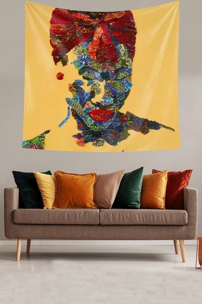 Latibule Bohemian African Woman Stain Resistant Velvet Textured Fabric Wall C...