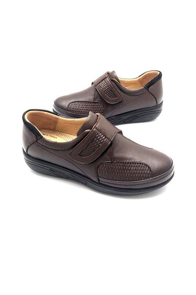 UMUT AYAKKABI Genuine Leather Orthopedic Velcro Women's Mother Shoes