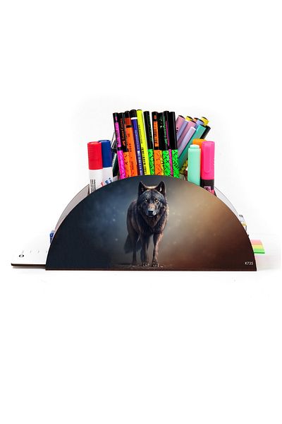 kutuTR Wooden Vip Ai Model Series Desktop Pen Holder Organizer with Rainbow Ruler Assembled Box