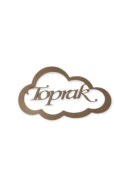 LEYLASER Bulut Figürlü 3 Mm Ham Mdf Isimli Kasnak 35 Cm