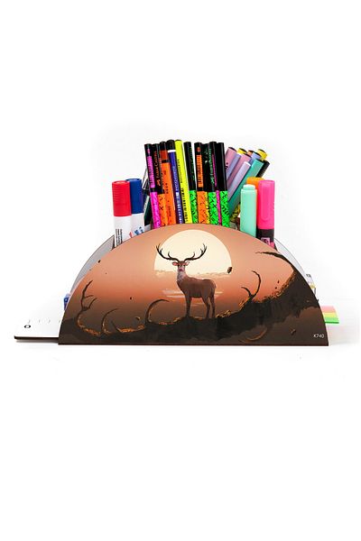 kutuTR Wooden Vip Ai Model Series Desktop Pen Holder Organizer with Rainbow Ruler Assembled Box