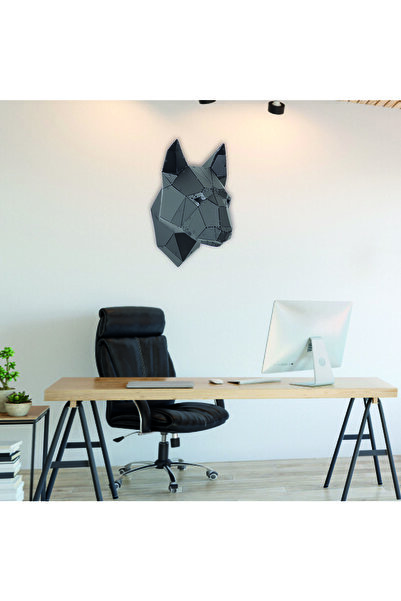Bull Terrier Kafası Metal Duvar Dekorasyonu 35x35x25 Cm