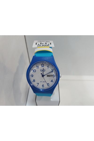 Q&Q V39a-002vy Unisex Wristwatch with Calendar, 10 Atm Waterproof, Silicone Strap