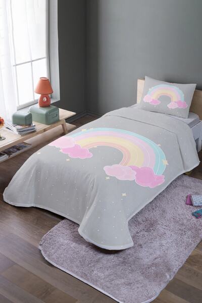 EVPANYA Set și cuvertură de pat cu model curcubeu colorat pudră