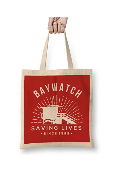 Baskı Dükkanı Baywatch spasava živote od 1989. Majica Torba Duga Sa ručkom