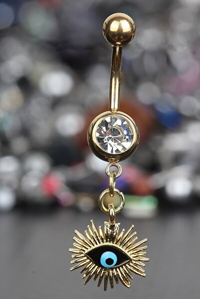 depozoom 316l Cerrahi Çelik Özel Üretim Zirkon Taş Göz Göbek Piercing Gold