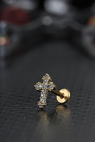 depozoom Cerrahi Çelik Kıkırdak Tragus Helix Zirkon Taşlı Labret Hac Piercing...