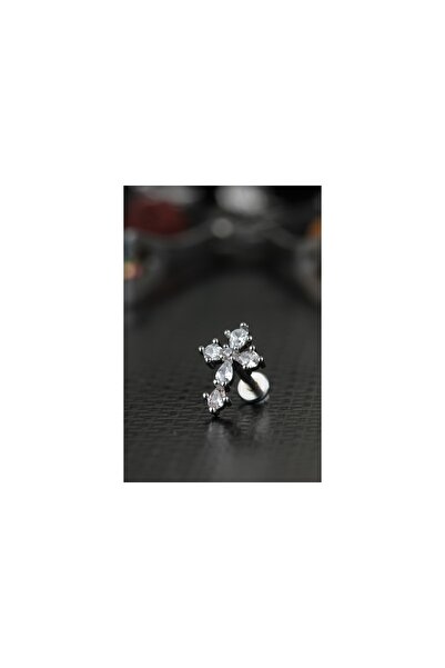 depozoom Cerrahi Çelik Kıkırdak Tragus Helix Zirkon Taşlı Labret Hac Piercing