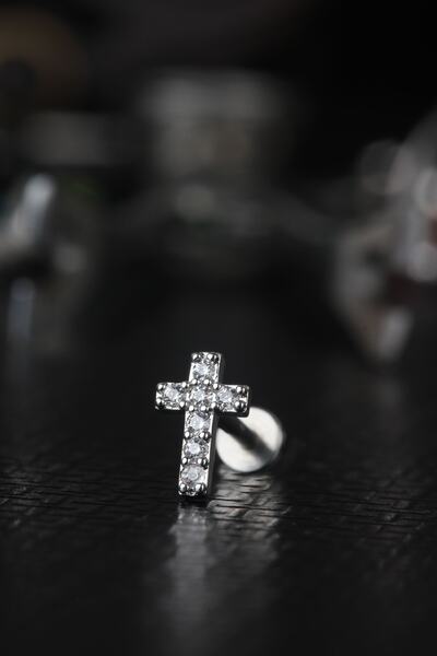 depozoom Cerrahi Çelik Kıkırdak Tragus Helix Zirkon Taş Labret Hac Piercing