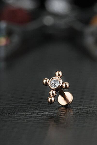 depozoom Cerrahi Çelik Kıkırdak Tragus Helix Zirkon Taş Labret Piercing