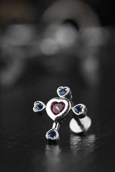 depozoom Cerrahi Çelik Kıkırdak Tragus Helix Zirkon Taş Labret Hac Kalp Piercing