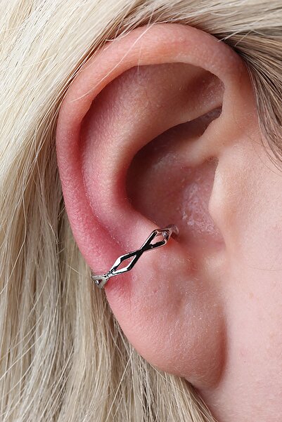 depozoom Gümüş Kaplama Ayarlanılabilir Sıkıştırılabilir Conch Orbital Earcuff...