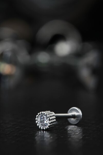 depozoom Cerrahi Çelik Kıkırdak Tragus Helix Zirkon Taş Labret Oval Piercing
