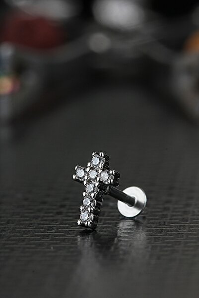 depozoom Cerrahi Çelik Kıkırdak Tragus Helix Zirkon Taşlı Labret Hac Piercing