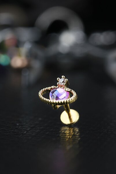 depozoom Cerrahi Çelik Kıkırdak Tragus Helix Zirkon Taş Labret Opal Piercing ...