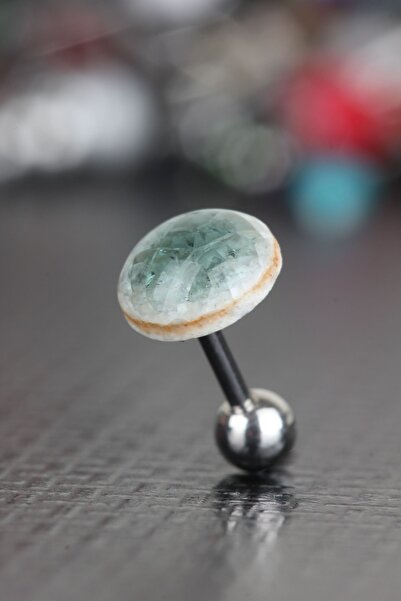 depozoom 316l Cerrahi Çelik Kıkırdak Tragus Helix Haki Seramik Piercing