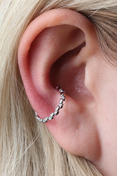 depozoom Gümüş Kaplama Ayarlanılabilir Sıkıştırılabilir Conch Orbital Earcuff...