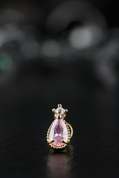 depozoom Cerrahi Çelik Kıkırdak Tragus Helix Zirkon Taş Labret Damla Piercing...