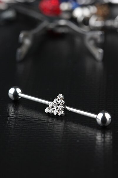 depozoom Üçgen Taşlı Çelik Köprü Piercing