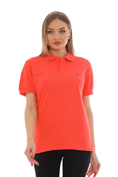 WAPP Дамска тениска с къс ръкав, бродирана с поло яка и цвете от нар, памучна...