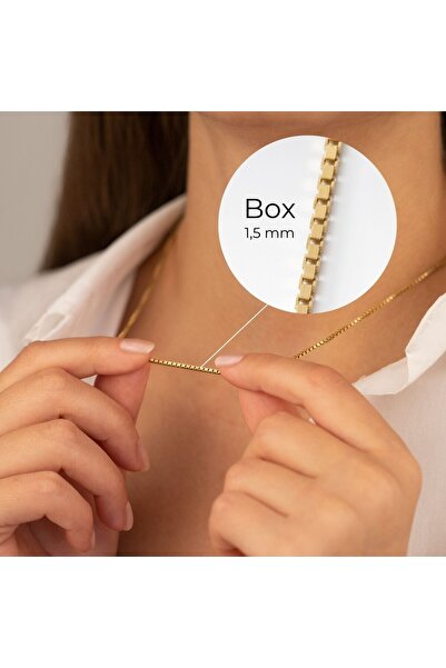 Dkmn Silver 925 Ayar Kalın Box Zincir Gümüş Kolye