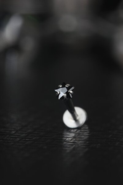 depozoom Cerrahi Çelik Kıkırdak Tragus Helix Zirkon Taş Labret Yıldız Piercing