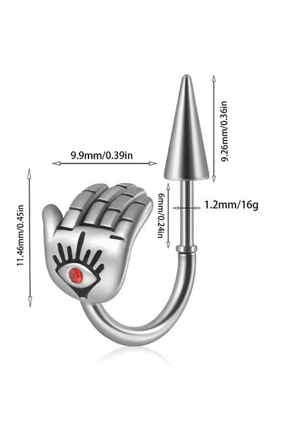 Jaida Moda Unisex Gray Eye Figured Spayk Design Steel Earrings