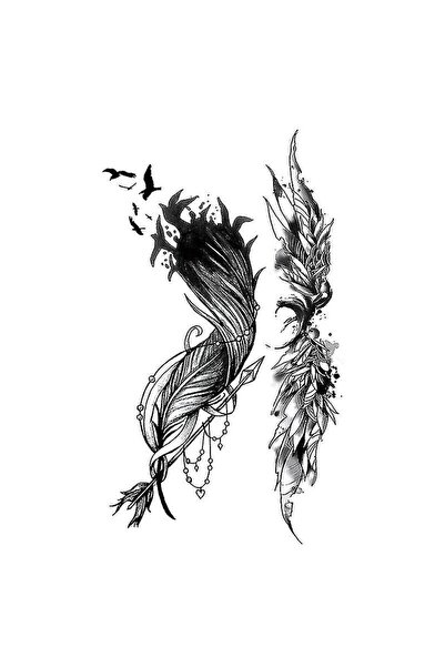 Everglow Jewelry Tüy Kanat Geçici Dövme Tatto
