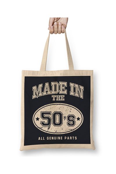 Baskı Dükkanı 1950 Made In 50s Όλα τα γνήσια ανταλλακτικά υφασμάτινη τσάντα με μακριά λαβή